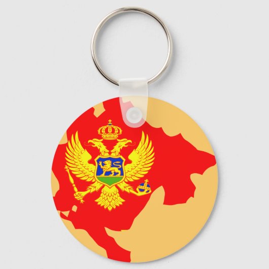 モンテネグロ国旗の地図 キーホルダー (正面)