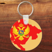モンテネグロ国旗の地図 キーホルダー (正面)