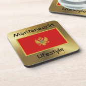 モンテネグロ国旗+文字コースター コースター (左側)