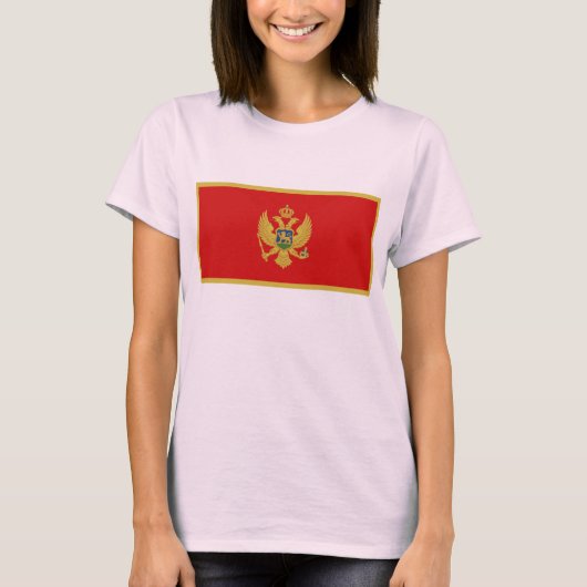 モンテネグロ国旗x地図Tシャツ Tシャツ (正面)