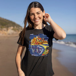 モンテネグロ 聖ステファン島 ブルー トラベル Tシャツ