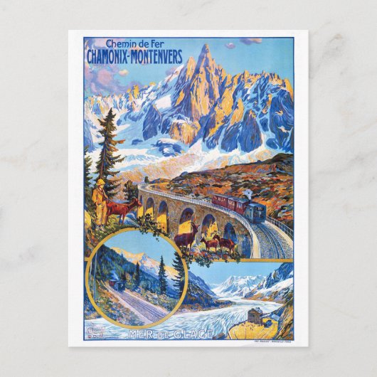 モンテバー鉄道、フランス、橋の上を列車 ポストカード (正面)