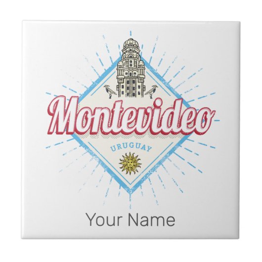 モンテビデオシティウルグアイPalacio Salvoお土産 タイル (正面)