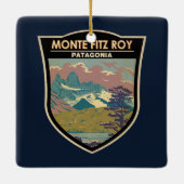 モンテフィッツロイパタゴニアトラベルアートヴィンテージ セラミックオーナメント (裏面)