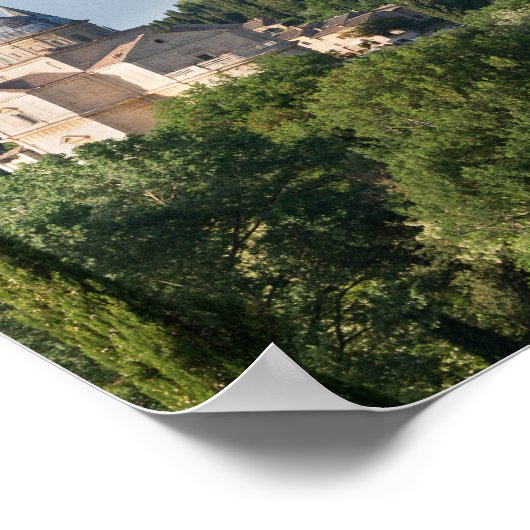 モンテプルシアノ大聖堂と町のポスタープリント ポスター (角)