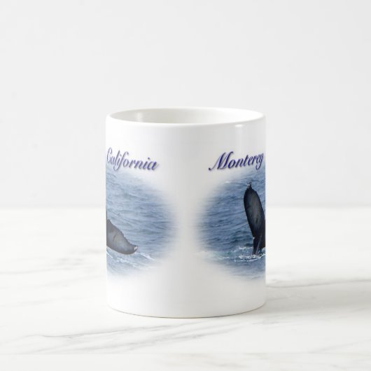 モンテレーカリフォルニアのクジラの尾マグ コーヒーマグカップ (中央)