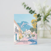 モンテレーメキシコウォーターカラートラベルイラストレーション ポストカード (スタンド正面)