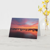 モンテレー湾の美しい日の出の反射 カード (黄色い花)