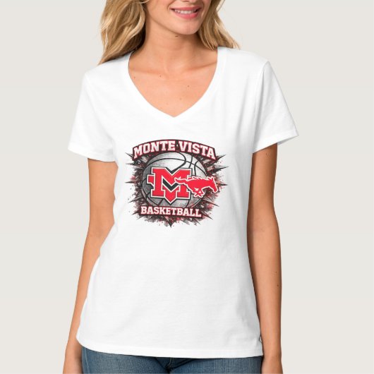 モンテ・ビスタ・バスケットボール・ウィメンズVネック Tシャツ (正面)