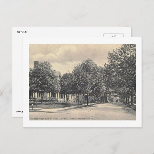 モントゴメリー通り、ブルームフィールド、ニュージャージー州 ヴィンテージ ポストカード (正面/裏面)