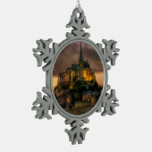 モントサンミシェルアイランドチャーチノルマンディ スノーフレークピューターオーナメント (左)