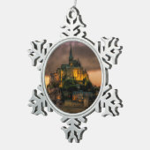 モントサンミシェルアイランドチャーチノルマンディ スノーフレークピューターオーナメント (右)