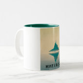 モントサンミシェルヴィンテージ旅行ポスター ツートーンマグカップ (正面左)