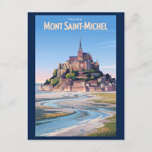 モントサンミッシェルのイラスト 旅行アート ヴィンテージ ポストカード