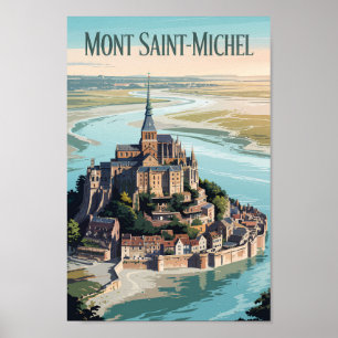 モントサンミッシェル フランス イラスト 旅行 アート ポスター