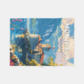 モントリオックススイストラベルアートヴィンテージ フリースブランケット (正面(横))