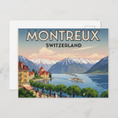 モントリオックススイストラベルアートヴィンテージ ポストカード (正面/裏面)