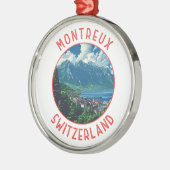 モントリオックススイスレトロ動揺してサークル メタルオーナメント (左)