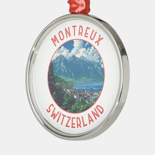 モントリオックススイスレトロ動揺してサークル メタルオーナメント (左)