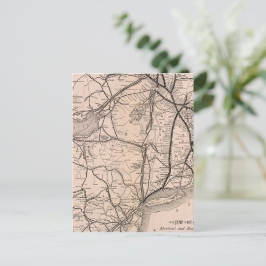 モントリオールとボストンエアラインの地図 ポストカード (スタンド正面)