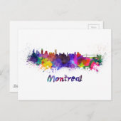 モントリオールのスカイラインの水彩画 ポストカード (正面/裏面)