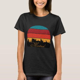 モントリオールのスカイライン レトロな夕焼けの旅 Tシャツ