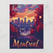 モントリオールの夜：シティライトと紫の雲 ポストカード (正面)
