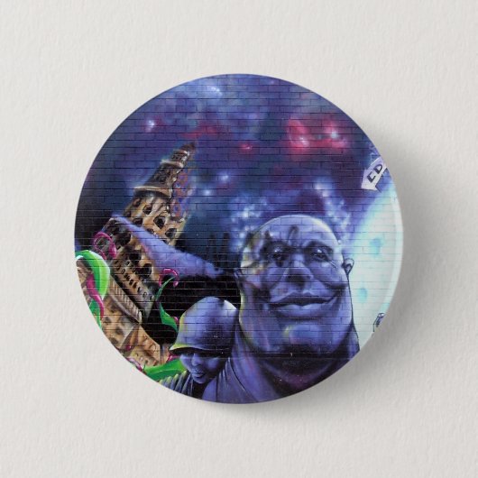 モントリオールの落書きのバックパックボタン 缶バッジ (正面)