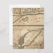 モントリオールの計画と島の地図 ポストカード (正面/裏面)