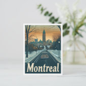 モントリオールカナダアートヴィンテージトラベルイラストレーション ポストカード (スタンド正面)