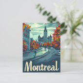 モントリオールカナダヴィンテージレトロ旅行イラストレーション ポストカード (スタンド正面)