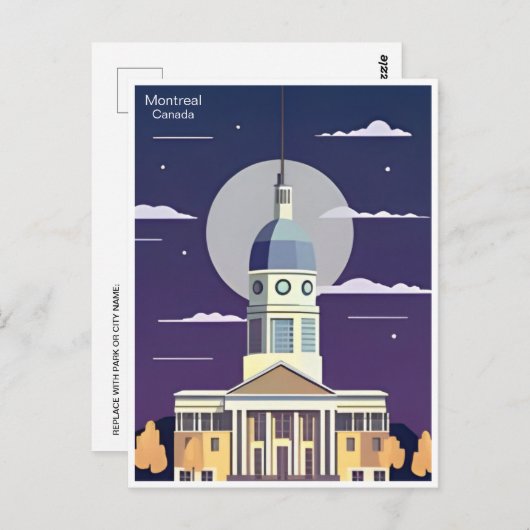 モントリオールカナダヴィンテージ観光イラストレーションシティ ポストカード (正面/裏面)