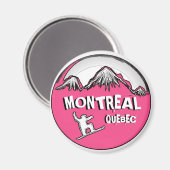 モントリオールケベックカナダピンクスノーボーダーマグネット マグネット (正面/裏面)
