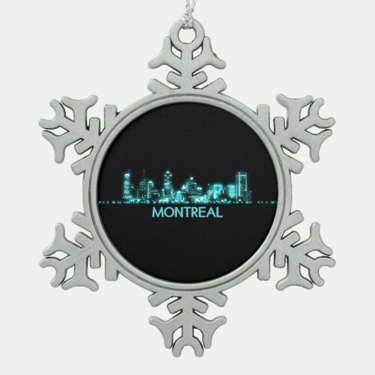 モントリオールスカイライン スノーフレークピューターオーナメント (正面)