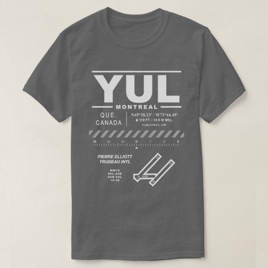 モントリオールト国際的リュドウエアポートYUL Tシャツ (デザイン正面)