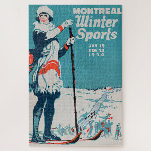 モントリオール冬季スポーツ ヴィンテージポスター スキー 1924 ジグソーパズル