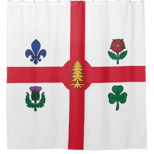 モントリオール国旗（ケベック、カナダ） シャワーカーテン (正面)