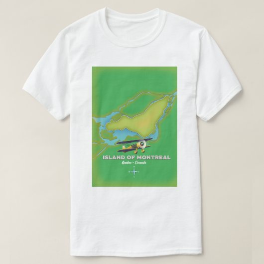 モントリオール島の地図 Tシャツ (デザイン正面)