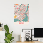 モントリオール – カナダチョークシティの地図 ポスター (ホームオフィス)