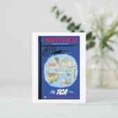 モントリオール・ヴィンテージ旅行ポスター復元 ポストカード (スタンド正面)