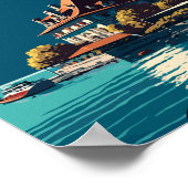 モントルーススイスヴィンテージ旅行イラストレーション ポスター (角)