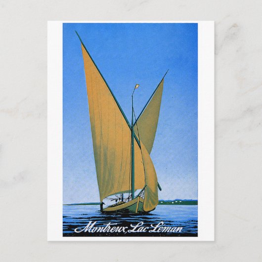 モントルー、ジュネーブ湖、スイス、ヴィンテージ旅行 ポストカード (正面)