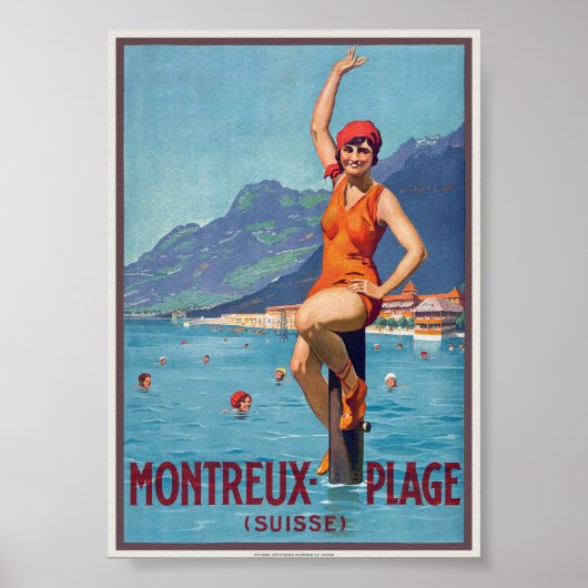 モントルー・プラージュSuisse Vintage Poster ca. 1920 ポスター (正面)