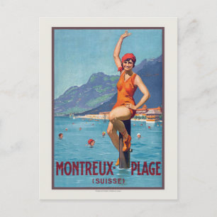 モントルー・プラージュSuisse Vintage Poster ca. 1920 ポストカード