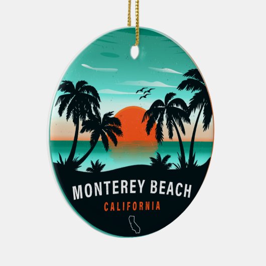 モントレビーチカリフォルニアレトロサンセットデミディーズ セラミックオーナメント (右)