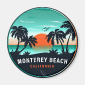 モントレビーチカリフォルニアレトロサンセットデミディーズ マグネット (正面)