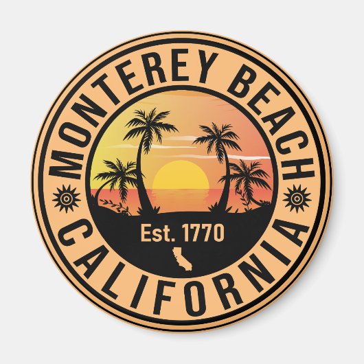 モントレビーチカリフォルニアレトロサンセットデミディーズ マグネット (正面)