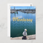 モントレーカリフォルニアはがきシーガルと帆船 ポストカード (正面/裏面)