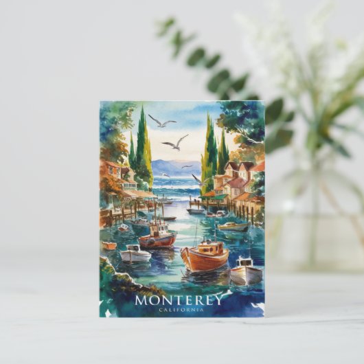 モントレーカリフォルニアウォーター絵を描カラー ポストカード (スタンド正面)
