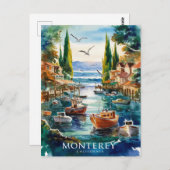 モントレーカリフォルニアウォーター絵を描カラー ポストカード (正面/裏面)